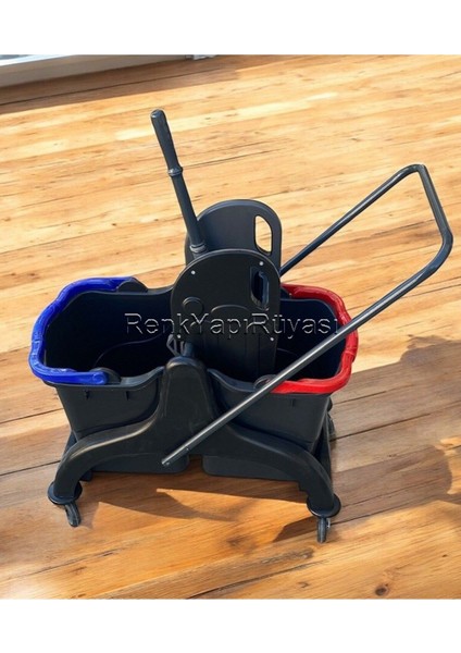 Okul Temizliği Için Endüstriyel Çift Kovalı Pres Plastik Kat Temizlik Arabası modelleri