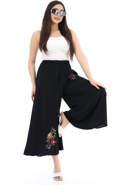 Kadın Viskon Bol Paça Bel Lastik Ip Bağlama Pantolon modelleri