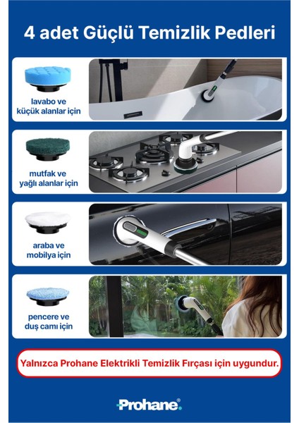 Elektrikli Temizlik Fırçası Için 4'lü Yedek Ovalama Pedleri modelleri