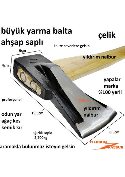 Büyük Boy Yarma Balta Oduncu Baltası Kemik Kırma Ağaç Kesme Kömür Kırma fiyatları