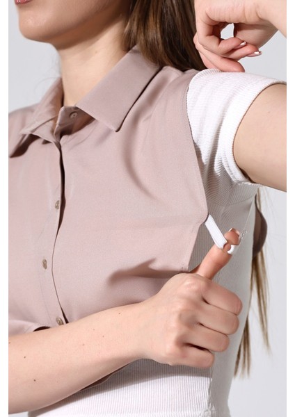 Schık Pamuklu Yakalı Çıkarılabilir Yarım Gömlek Vizon SCKWM24GML01 modelleri