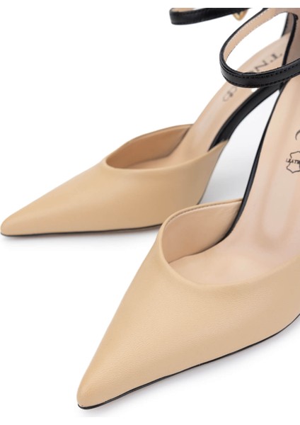 Kadın Hakiki Deri Bej/siyah Topuklu Ayakkabı 1036 H7457 Bn Ayk Y25 Bej/sıyah modelleri