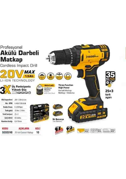 5248 Lion Darbeli Matkap Seti 20V/1,5AH