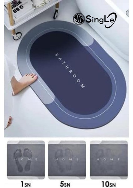 Su Emici Paspas Şık Tasarım Abdest Paspası Kaymaz Taban Diyatom 40*60 cm Oval Paspas