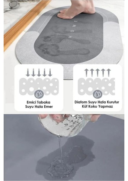 Su Emici Paspas Şık Tasarım Abdest Paspası Kaymaz Taban Diyatom 40*60 cm Oval Paspas modelleri