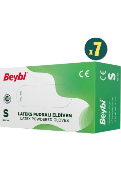 Lateks Eldiven Pudralı Small 100'LÜ 7 Kutu