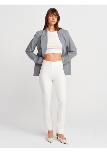 71664 Pensli Ispanyol Paça Pantolon-Beyaz