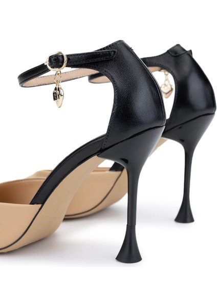 Kadın Hakiki Deri Bej/siyah Topuklu Ayakkabı 1036 H7457 Bn Ayk Y25 Bej/sıyah indirimleri