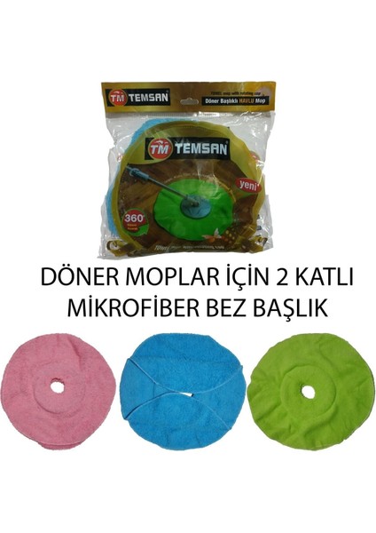 2 Katlı Mikrofiber Havlu Bez Başlık (360 Döner Moplar Için) modelleri