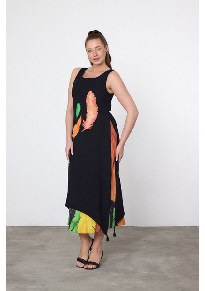 Kadın Yazlık Bol Kolsuz Rahat Baskılı Elbise fiyatları