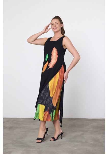 Kadın Yazlık Bol Kolsuz Rahat Baskılı Elbise fırsatları