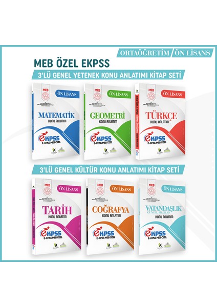 2026 MEB Özel EKPSS Önlisans-Ortaöğretim 6lı Konu Anlatım Kitap Modüler SETİ(A4 Boyut)BASKI ÜCRETİ fiyatları