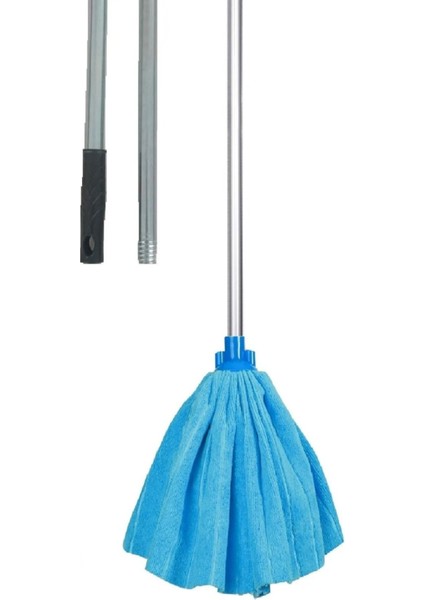 1 Takım Temizlik Seti Mikrofiber Mop + Sopa Metal Sap Toplam 2 Parça Paspas Ucu Yedek Uç Havlu Mop