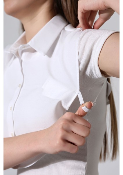 Schık Pamuklu Sahte Yaka Yarım Gömlek Beyaz SCKWM24GML01 fiyatları