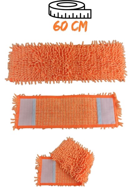 Mikrofiber Makarna Mop Ucu - Paspas Yedek Başlık Turuncu 60 cm