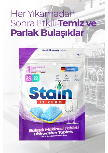 It Zero Hepsi Bir Arada Bulaşık Makinesi Tableti & Güçlü Temizlik Üstün Parlaklık- 30 Yıkama
