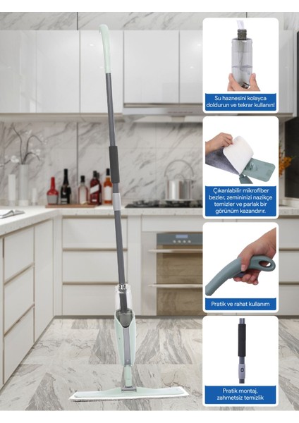 360 Derece Dönen Su Püskürtmeli Sprey Mop modelleri