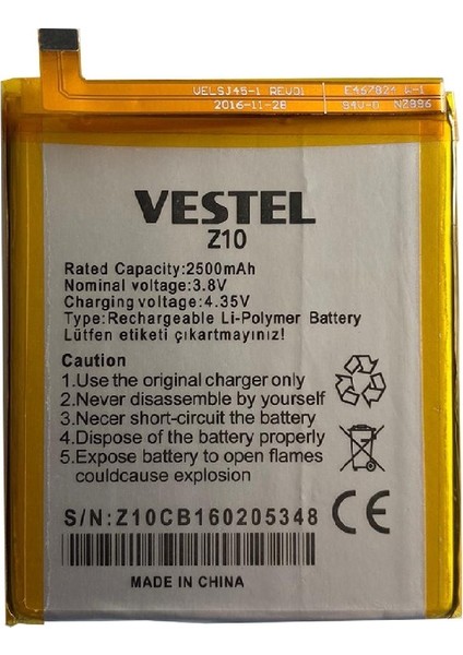 Vestel Venüs Z10 Pil Batarya ve Tamir Seti VS-BAT-3050 Senalstore fiyatları