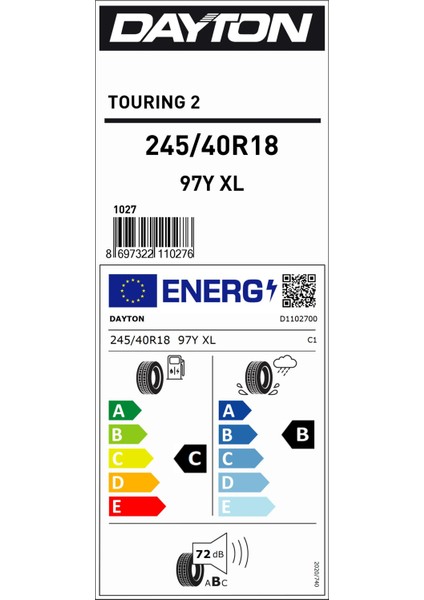 245/40 R18 97Y Xl Tourıng 2 Oto Yaz Lastiği (Üretim Yılı:2025)