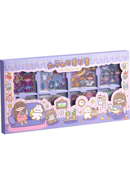 Sticker Kawaii Hediye Kutusu 200 Yaprak-Mor(Cute Dally Life)