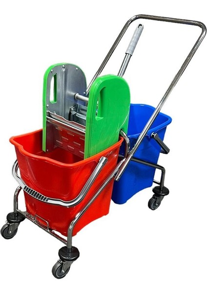 Çift Kovalı Temizlik Arabası Krom Gövdeli Çelik Presli Paspas Arabası Seti Islak Mop Seti. modelleri