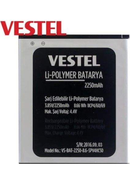Vestel Venüs V3 5010 Pil Batarya 2250 Mah Ithal fiyatları