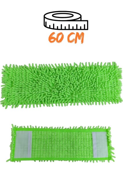Mikrofiber Makarna Mop Ucu - Paspas Yedek Başlık Yeşil 60 cm