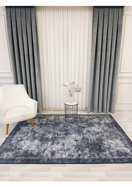 Gri Renk Geometrik Desen Kaymaz Taban Yolluk Halı modelleri