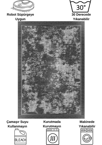 Gri Renk Geometrik Desen Kaymaz Taban Yolluk Halı indirimleri