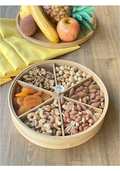 Bambu 6 Bölmeli Kahvaltılık & Çerezlik Akrilik Kapaklı 20 cm