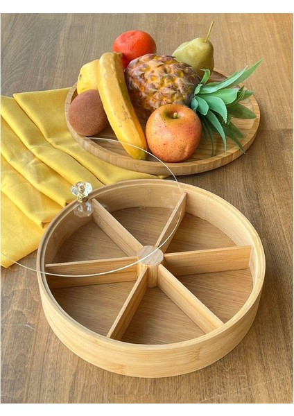 Bambu 6 Bölmeli Kahvaltılık & Çerezlik Akrilik Kapaklı 20 cm