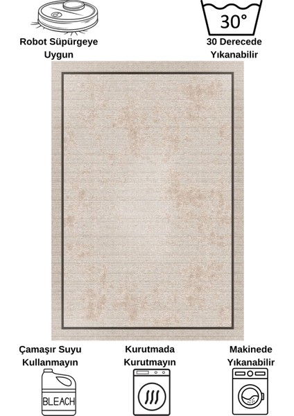 Bej Renk Geometrik Desen Kaymaz Taban Yolluk Halı indirimleri