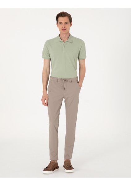 Erkek Çağla Yeşili Slim Fit %100 Pamuk Polo Yaka Basic Tişört 50306448-VR016