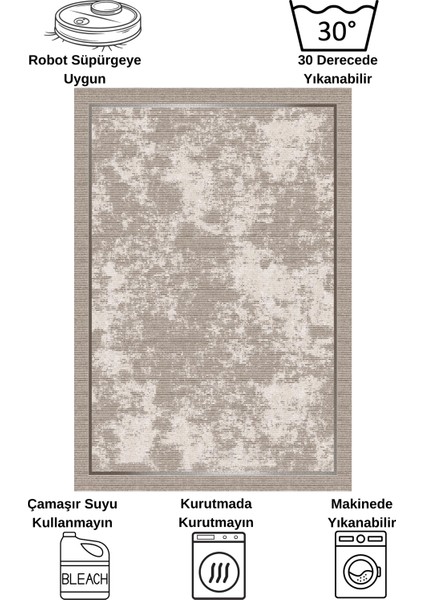 Vizon Kahverengi Geometrik Desen Kaymaz Taban Yolluk Halı indirimleri