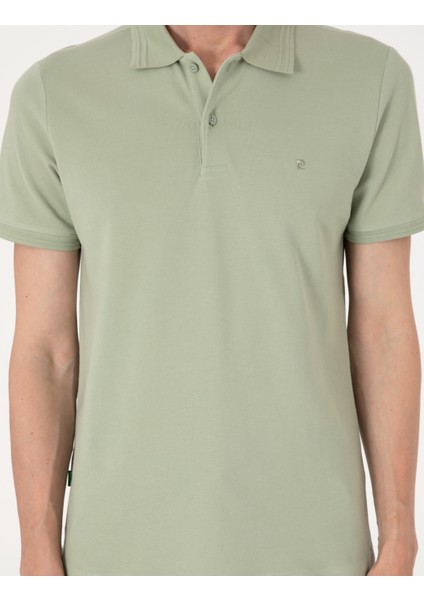 Erkek Çağla Yeşili Slim Fit %100 Pamuk Polo Yaka Basic Tişört 50306448-VR016
