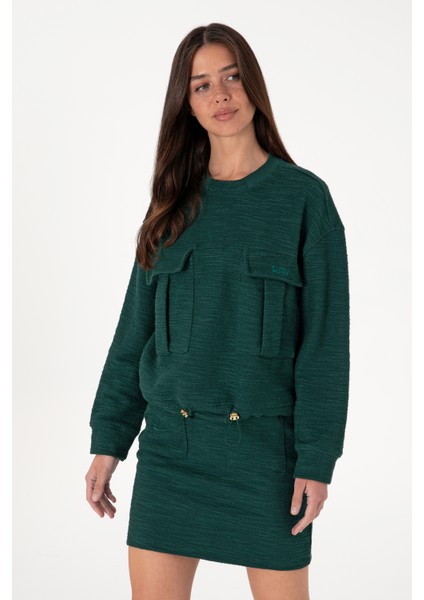 Kadın Koyu Yeşil Sweatshirt 50292442-VR079 modelleri