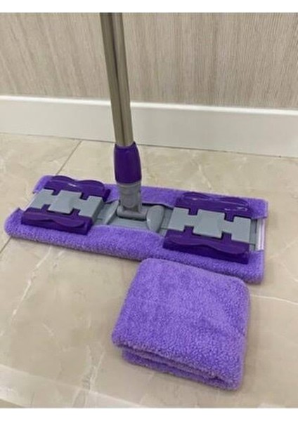 Mor Teleskopik Mandallı Mikrofiber Sihirli Mop Yüzey Temizleyici (Duvar,fayans,yer,cam)