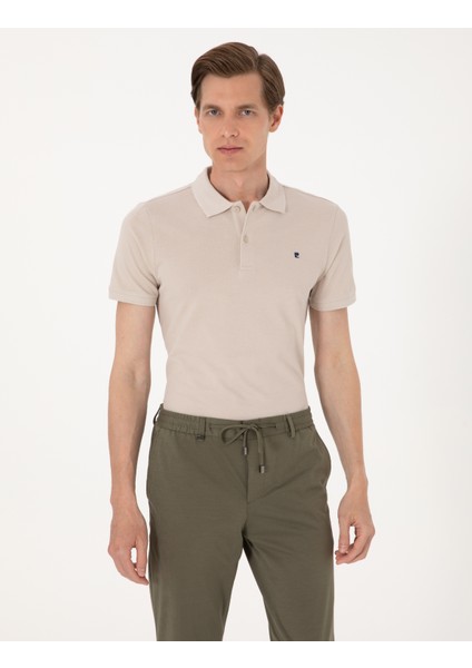Erkek Taş Slim Fit %100 Pamuk Polo Yaka Basic Tişört 50291625-VR049