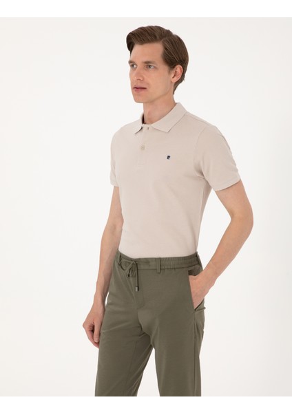 Erkek Taş Slim Fit %100 Pamuk Polo Yaka Basic Tişört 50291625-VR049
