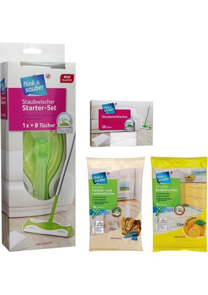 Mop Başlangıç Seti Yer Bezi 2 Paket 28'li Kuru Toz Alma Bezi