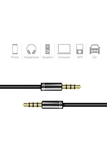 3.5mm Aux Kablo 4 Pole (4 Boğumlu) 1 Metre – Altın Uçlu, Metal Başlıklı Ses Kablosu modelleri
