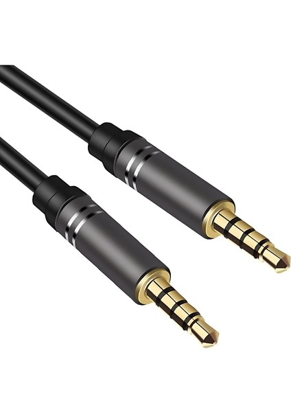 3.5mm Aux Kablo 4 Pole (4 Boğumlu) 1 Metre – Altın Uçlu, Metal Başlıklı Ses Kablosu fırsatları
