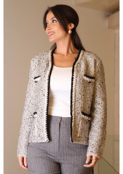 Gri Cepleri Düğmeli Kadın Triko Hırka 021-2K5 fırsatları