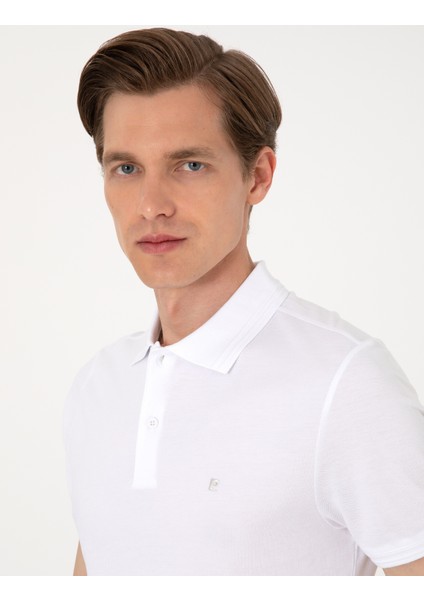 Erkek Beyaz Slim Fit %100 Pamuk Polo Yaka Basic Tişört 50306448-VR013 fiyatları