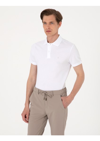 Erkek Beyaz Slim Fit %100 Pamuk Polo Yaka Basic Tişört 50306448-VR013 modelleri
