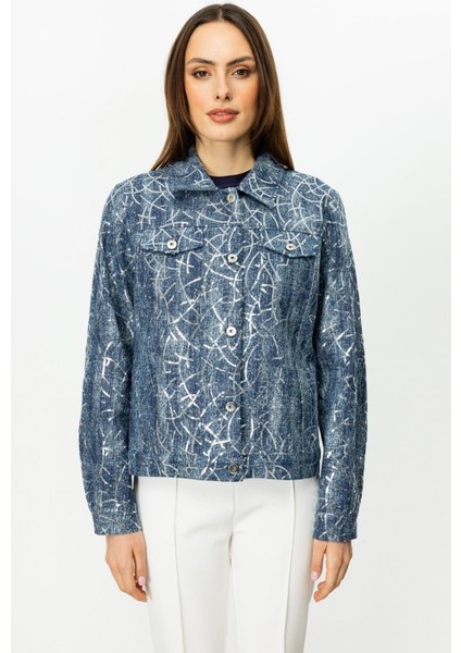 Pul Işlemeli Kot Indigo Kadın Mont 6026-2Y5