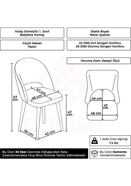 Pane Serisi 4 Adet Mutfak Sandalyesi Gold Kaplama Metal Ayak modelleri