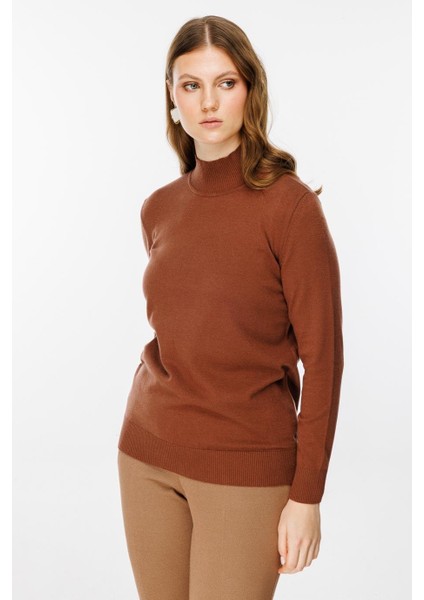 Uzun Kollu Yarım Balıkçı Kahve Kadın Kazak 43510-2K5 fiyatları