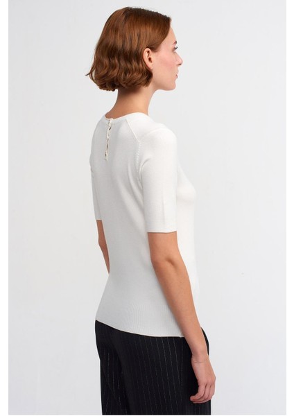 Kısa Kollu Sıfır Yaka Ekru Kadın Kazak 10426-2K5 fırsatları