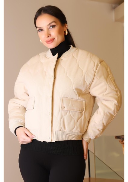 Dik Yaka Çıtçıtlı Taş Kadın Mont D99516-2K5 fırsatları